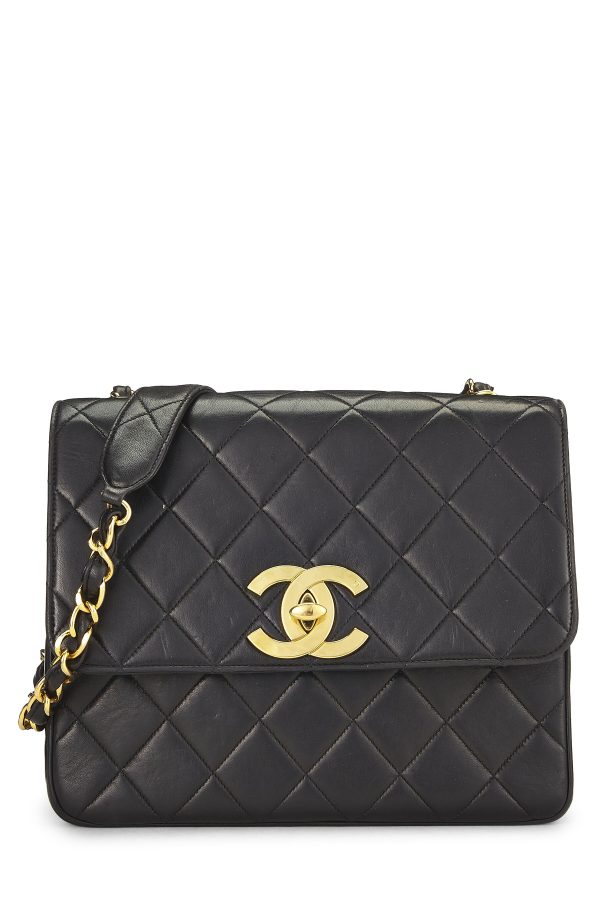 Women's Chanel Black Lambskin Big 'CC' Square Flap in Black at What Goes Around Comes Around
