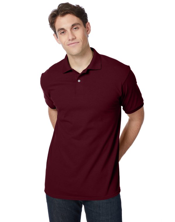 Hanes EcoSmart Men's Polo Shirt (Big & Tall Sizes Available) Maroon XL at Hanes.com