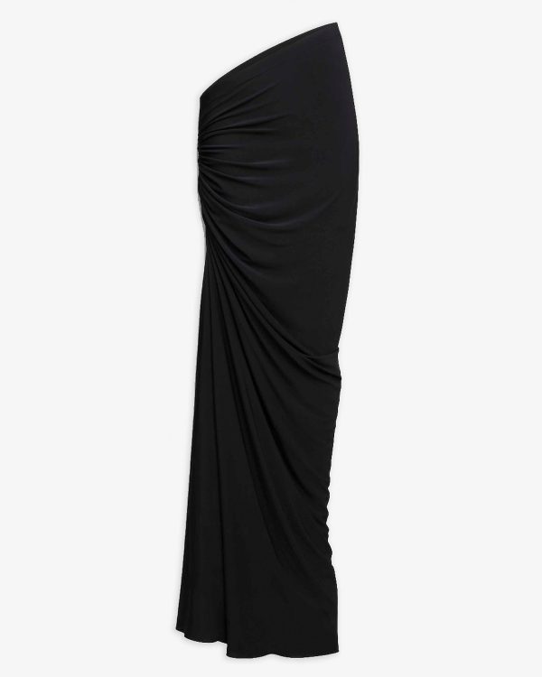Soft jersey draped black skirt at Savannah's