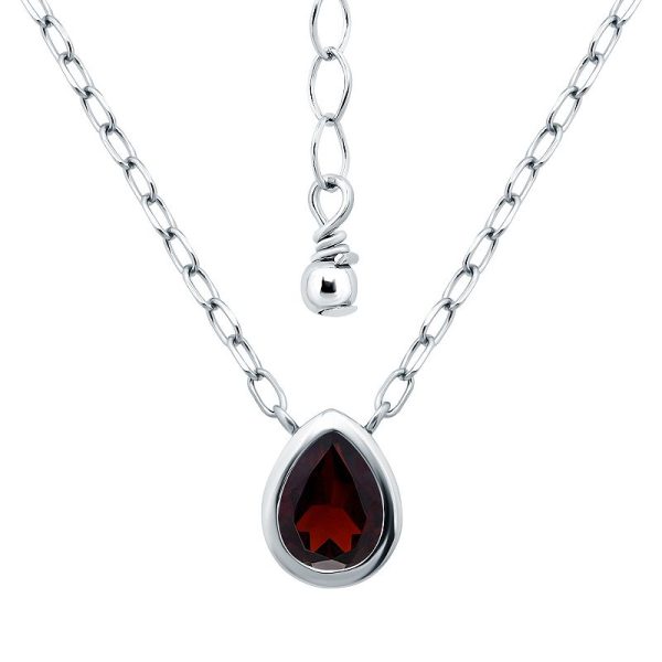 Aleure Precioso Sterling Silver Bezel Set Pear Shaped Pendant Necklace, Women's, Size: 16-18" ADJ, Red at Kohl's