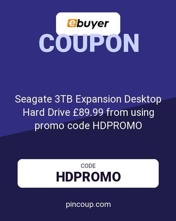 Ebuyer (UK) Limited coupon: Seagate 3TB Expansion Desktop Hard Drive £89.99 from using promo code HDPROMO