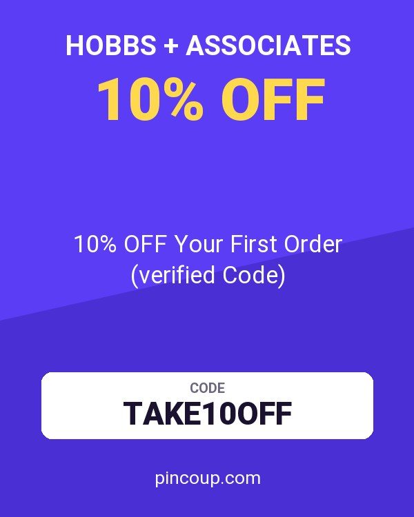 Hobbs + Associates coupon: 10% OFF Your First Order (verified Code)