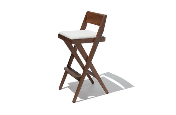Compass Bar Stool White Boucle at Industry West