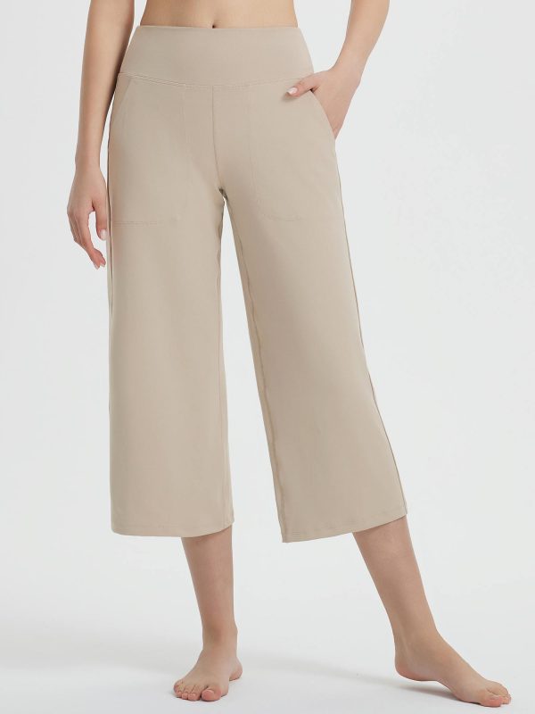 Secret Breeze High-Rise Wide-Leg Capris - Doeskin / 3XL at Baleaf