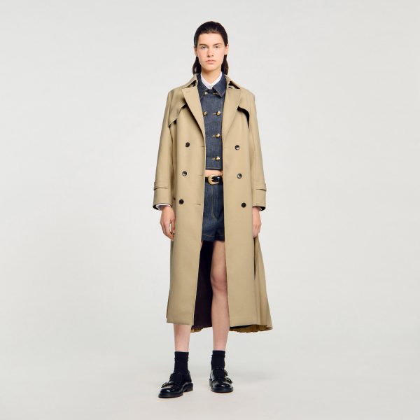 Belted double-breasted trench at Sandro-Paris