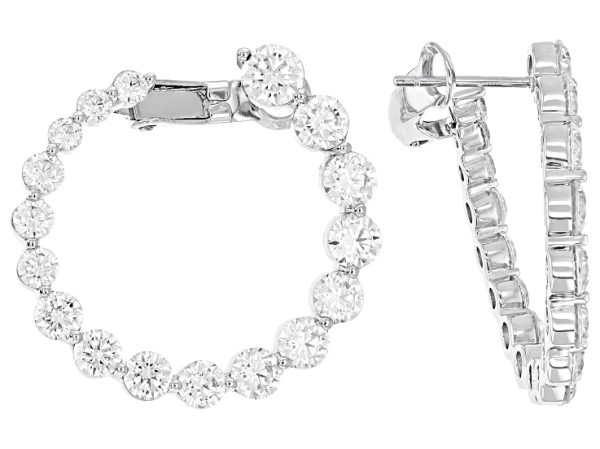 White Cubic Zirconia Rhodium Over Sterling Silver Hoops 9.98ctw at JTV Jewelry