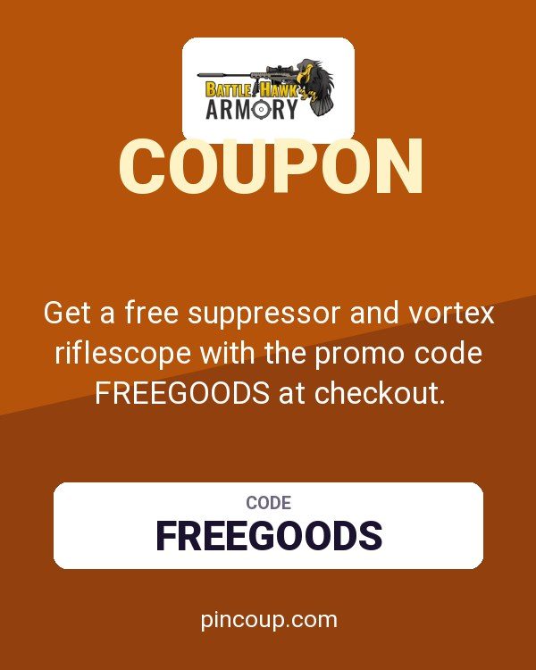BattleHawk Armory coupon: Get a free suppressor and vortex riflescope with the promo code FREEGOODS at checkout.