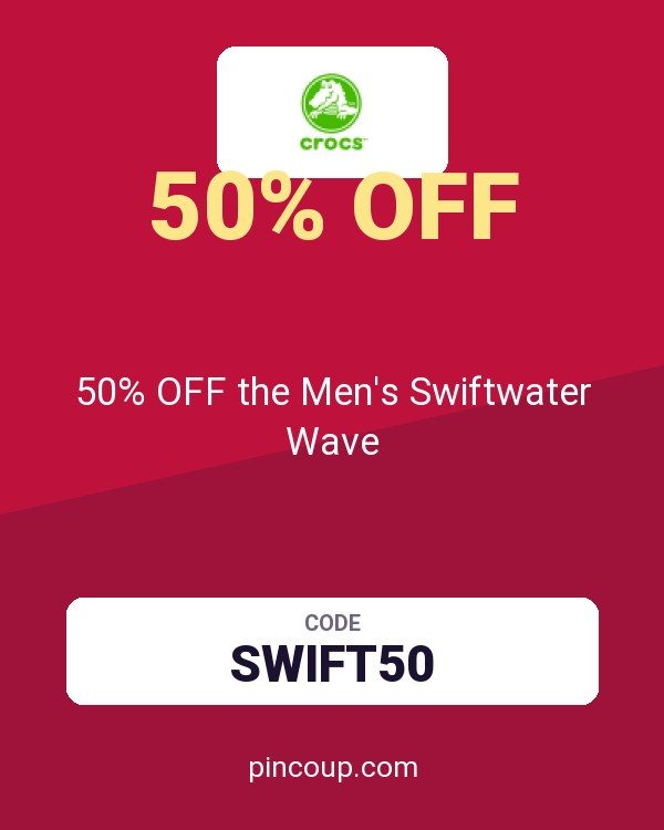 Crocs coupon: 50% OFF the Men's Swiftwater Wave