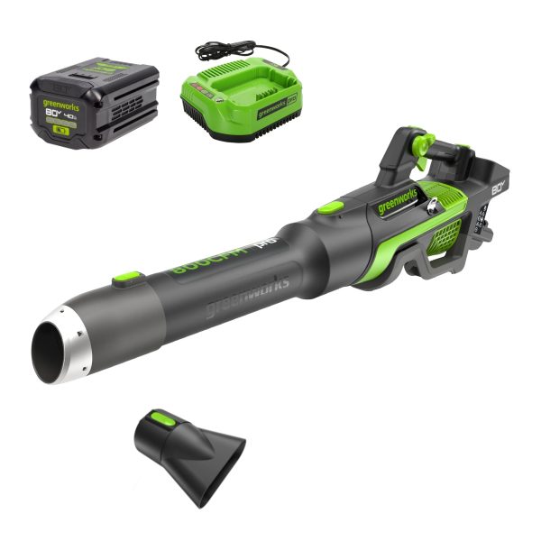 RENEWED 80V 800CFM Cordless Battery Leaf Blower, 4Ah Battery and Charger at Greenworks Tools