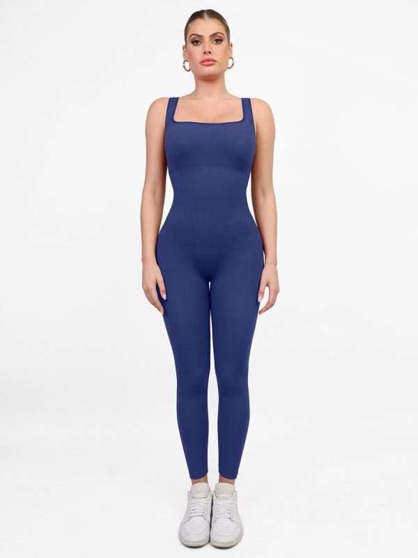 The Shapewear Coverall Sport Seamless Square Neck - Royal blue / M at Popilush