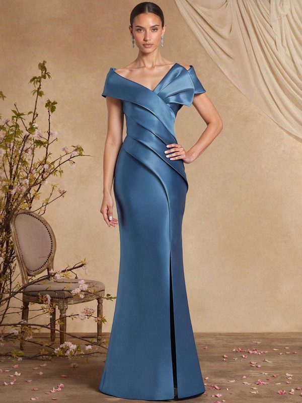 Trumpet/Mermaid Sleeveless Sweep Train Satin Evening Dresses at Missacc