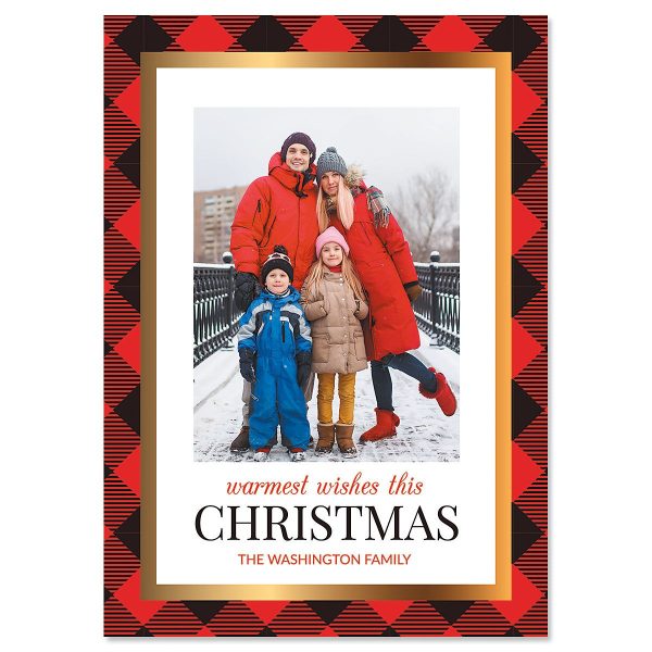 Red Buffalo Check Vertical Photo Christmas Cards - 20 Count at Current Catalog