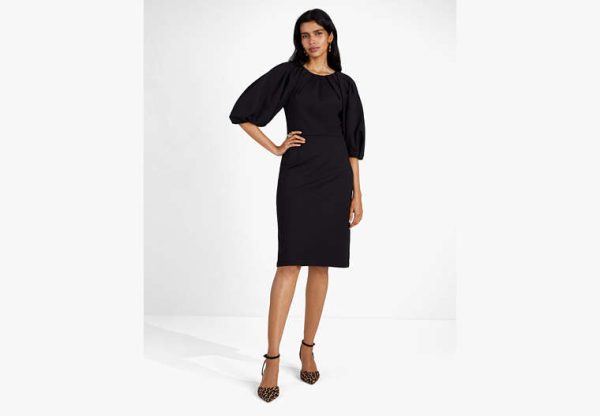 Kate Spade Ponte Pleated-Shoulder Dress, Black - 0 at Kate Spade Outlet