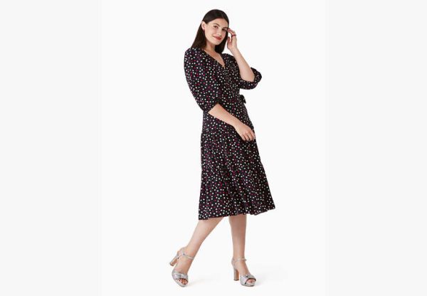 Kate Spade Glimmer Dot Wrap Dress, Black - XS at Kate Spade Outlet
