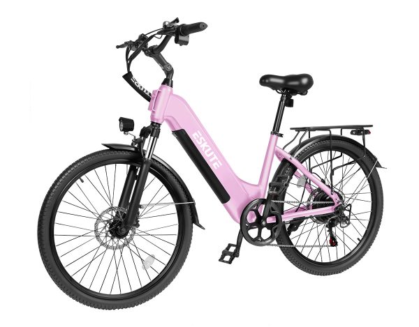 Eskute® C200 ST City Commuter Electric Bike - Pink / Bike at Eskute Ebikes