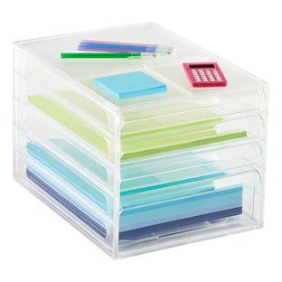 livinbox® 4-Drawer Desktop Paper Organizer Clear at The Container Store