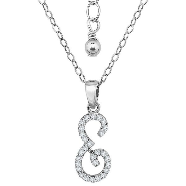 Aleure Precioso Sterling Silver Cubic Zirconia Script Initial Pendant Necklace, Women's, Size: 16-18" ADJ, Silver Tone E at Kohl's