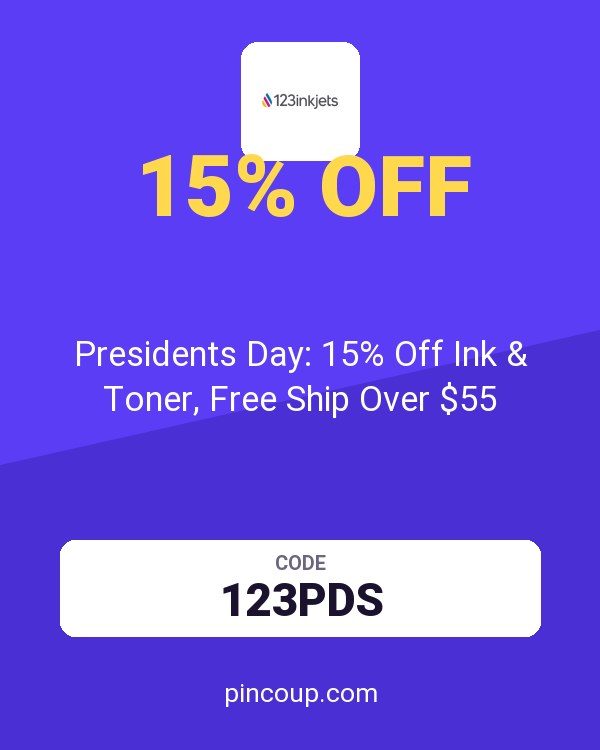 123Inkjets.com coupon: Presidents Day: 15% Off Ink & Toner, Free Ship Over $55