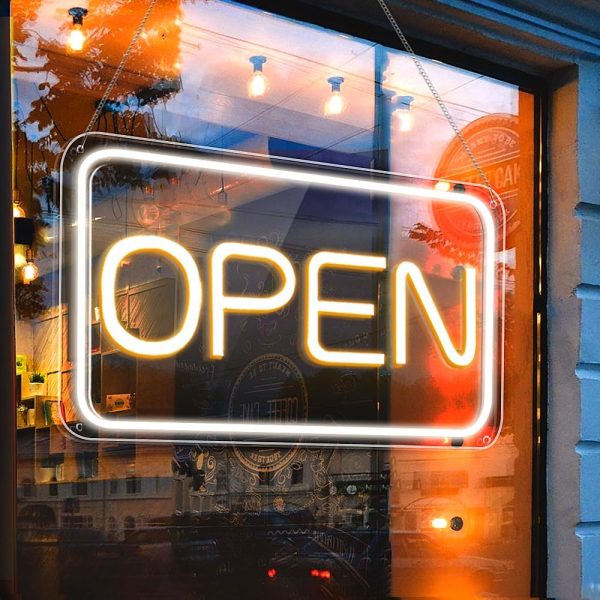LightingWill LED Open Sign 16"x9" – Bright Neon Light with 5V COB Chip & ON/OFF Switch, Plug-in Open Sign for Stores, Cafes, Bars, Hotels, and Windows