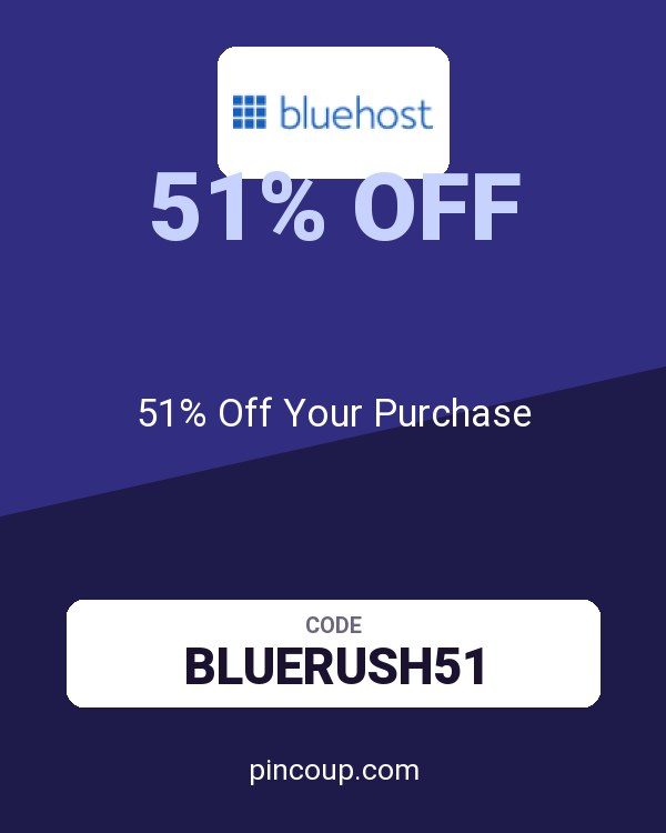 Bluehost coupon: 51% Off Your Purchase