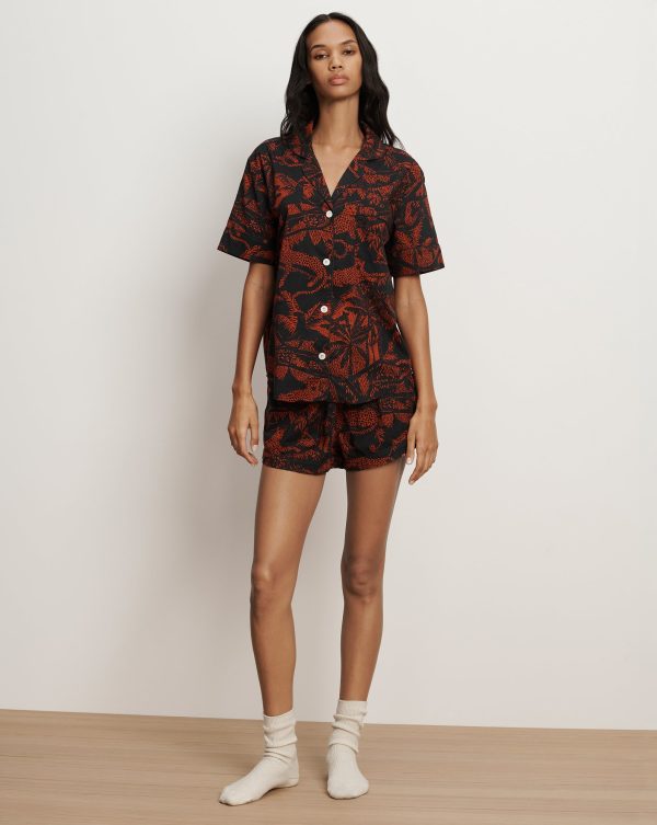 Veronica Beard Short-Sleeve Cotton Pajama Set Black Red