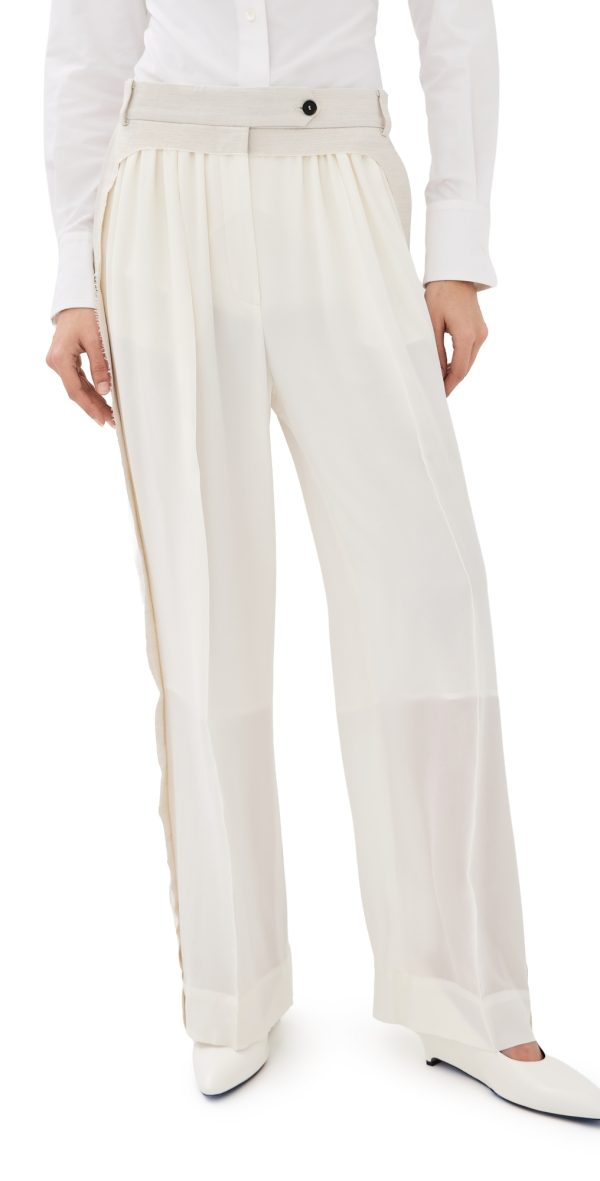 FRENKEN Flow Gathered Silk Pants Ivory 38 at Shopbop