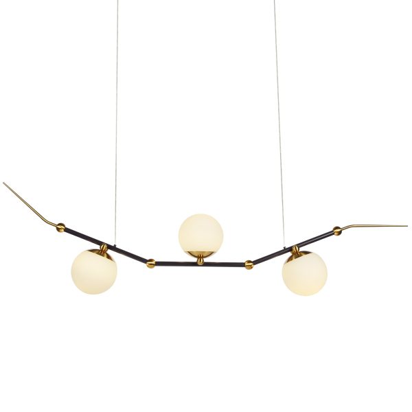 Chianti VAC3123AB 54" Integrated LED Linear Chandelier Lighting Fixture in Antique Brass with 3 Glass Shades at Shop Simon