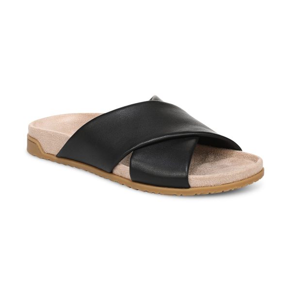 Vionic Women's Etna Slide Sandal with Arch Support in Black Leather, Size 11 at ANINE BING