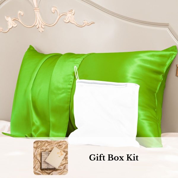 23mm 6A+ 100% Mulberry Silk Pillowcase-Christmas Gift Kit - Queen / Green at Promeed