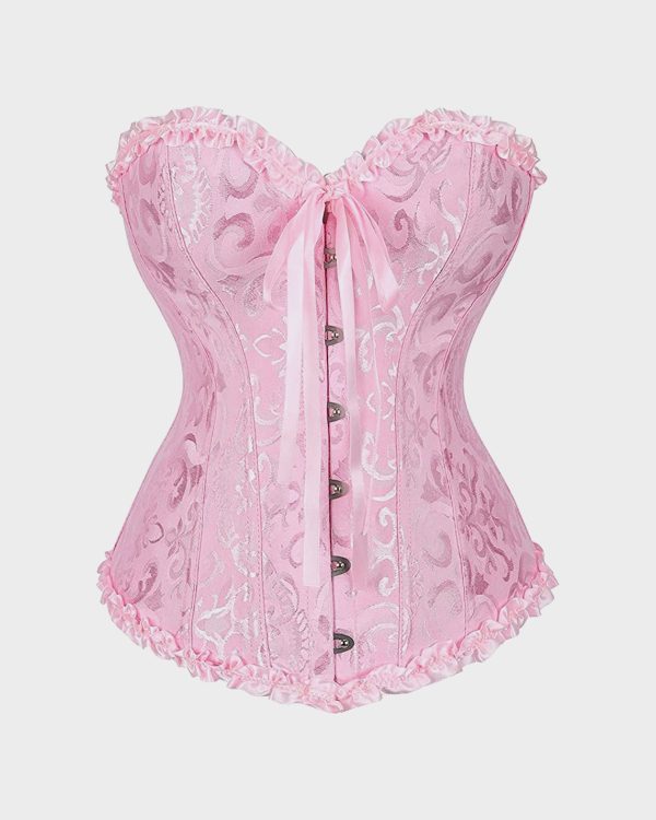 Corset Tops Lace Waist Push Up Shapewear, Pink · 2XL at Vibecurve