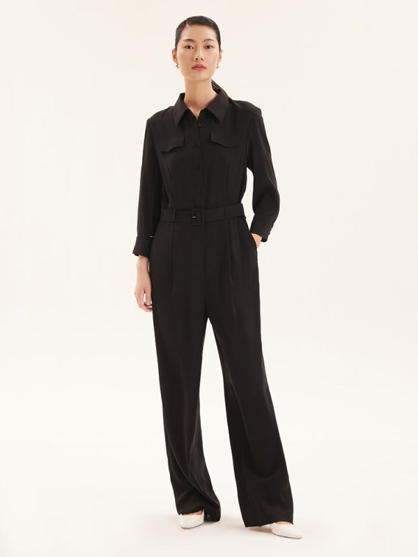 Triacetate Street-Style Women Jumpsuit - Black / XS at GOELIA