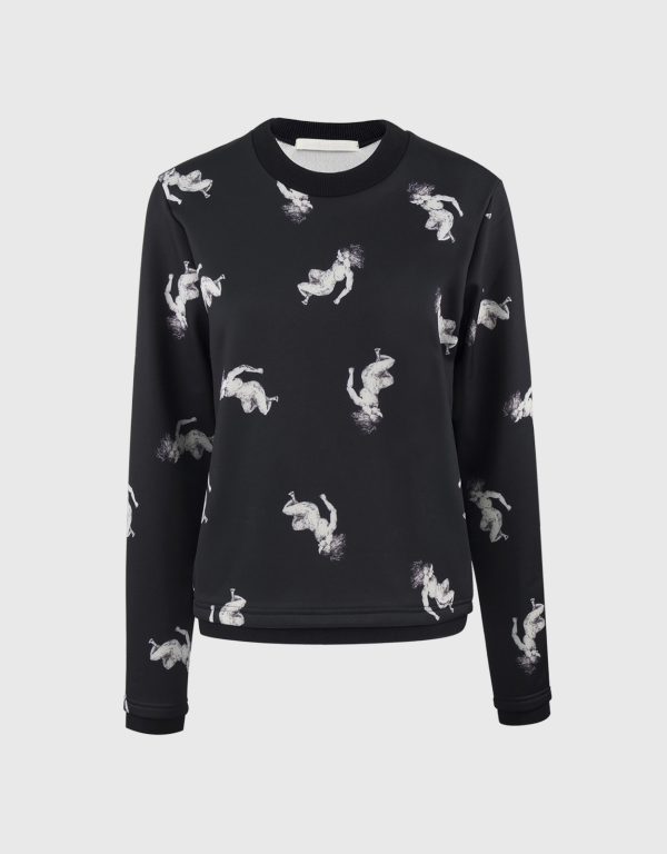 Surreal But Nice Abstract Printed Neoprene Sweatshirt - XS at IFCHIC