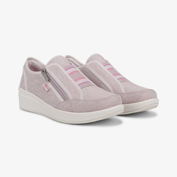 Ryka Lounge Zip Slip On Shoes Pink Violet Fabric 6.5 M Lightweight