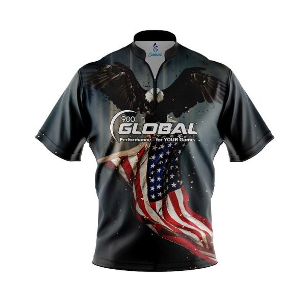 900 Global American Eagle Quick Ship CoolWick Sash Zip Bowling Jersey XL at Coolwick.com