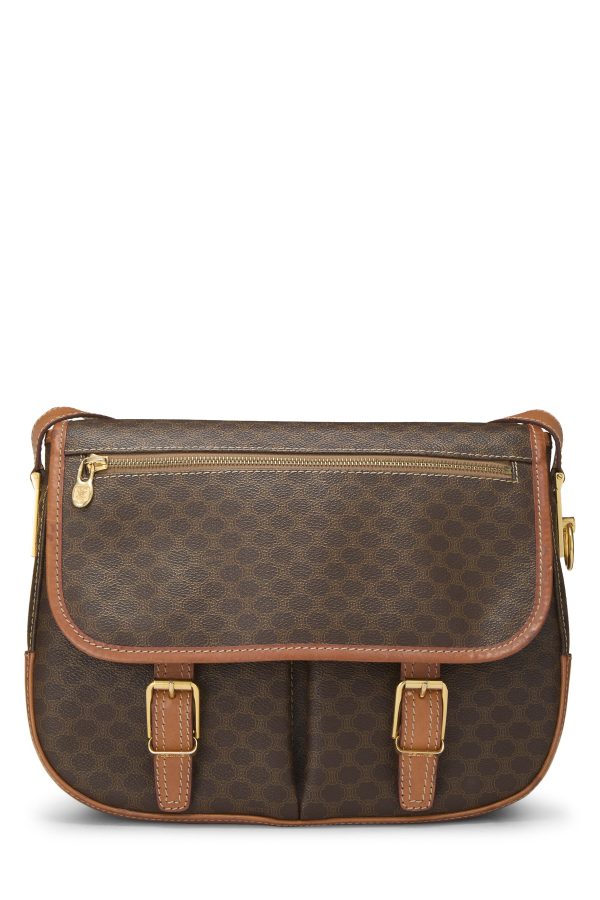 Women's Céline Brown Coated Canvas Macadam Shoulder Bag in Brown at What Goes Around Comes Around