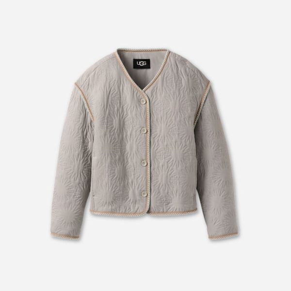 UGG® Sun Quilted Jacket Polyester in Light Grey, Size ALL GENDER 2XS