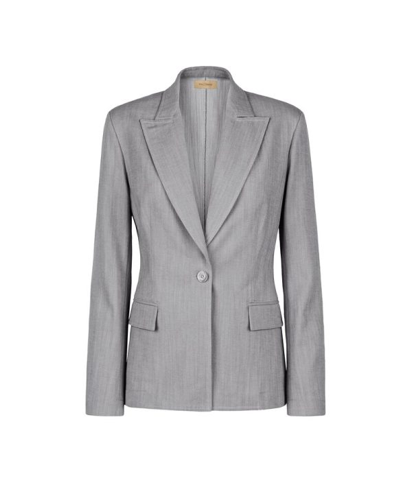 Falconeri Single-breasted Cotton Blazer Woman Gray Heather Size M