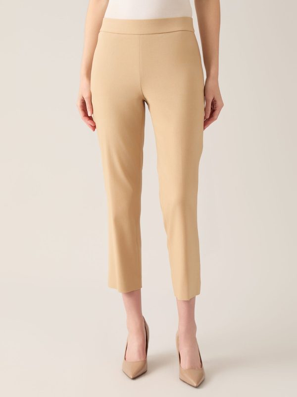 Pull-On Cropped Pant, Stretch Twill at Kasper Clothing