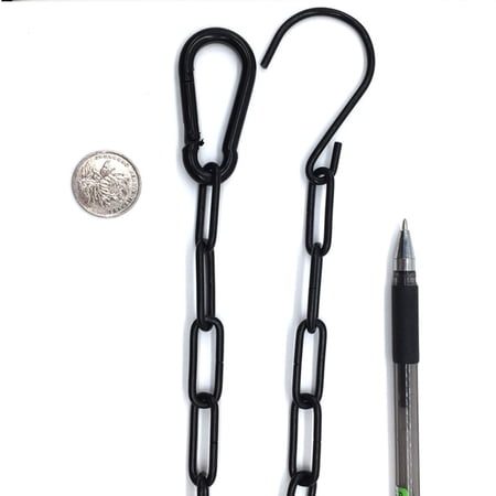 HOMEMAXS Black Metal Hanging Chain with S Hook and Carabiner for Planters Bird Feeders 50cm at Walmart.com