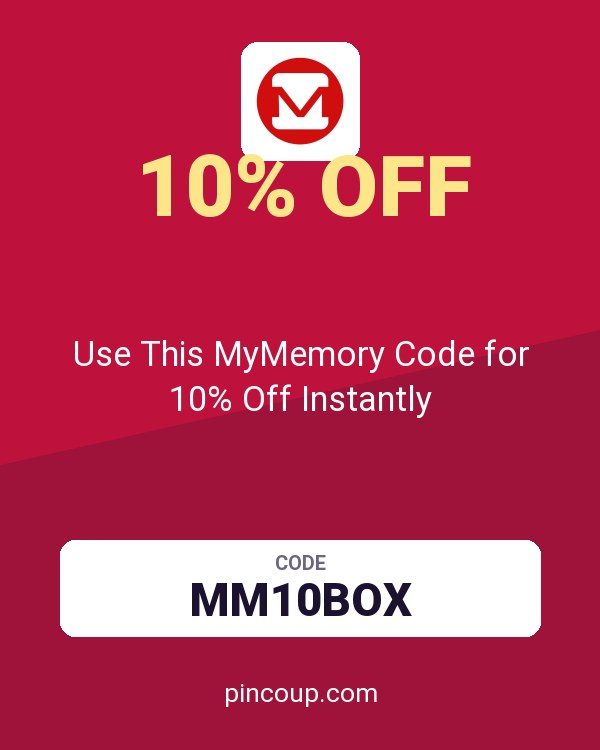 MyMemory.co.uk coupon: Use This MyMemory Code for 10% Off Instantly