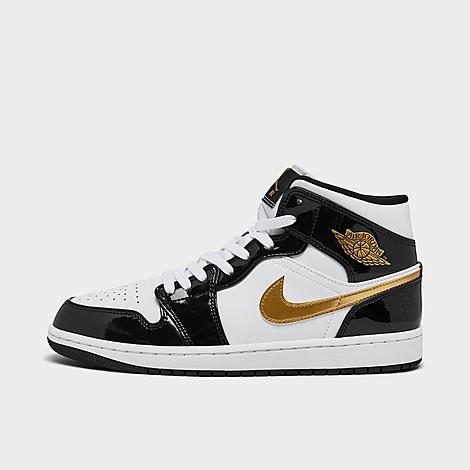 Jordan Men's Air Retro 1 Mid SE Casual Shoes in Black/Metallic Gold/White Size: 11.0 at JD Sports