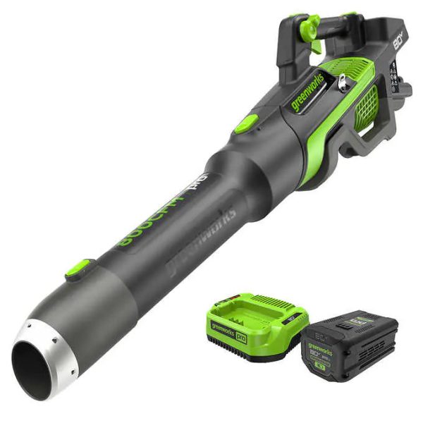 RENEWED 80V 800 CFM Brushless Leaf Blower: 2.5 Ah Battery and Charger at Greenworks Tools