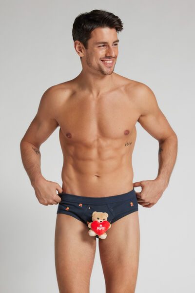Intimissimi Be Mine Plush Toy Superior Cotton Briefs Man Blue Size 4