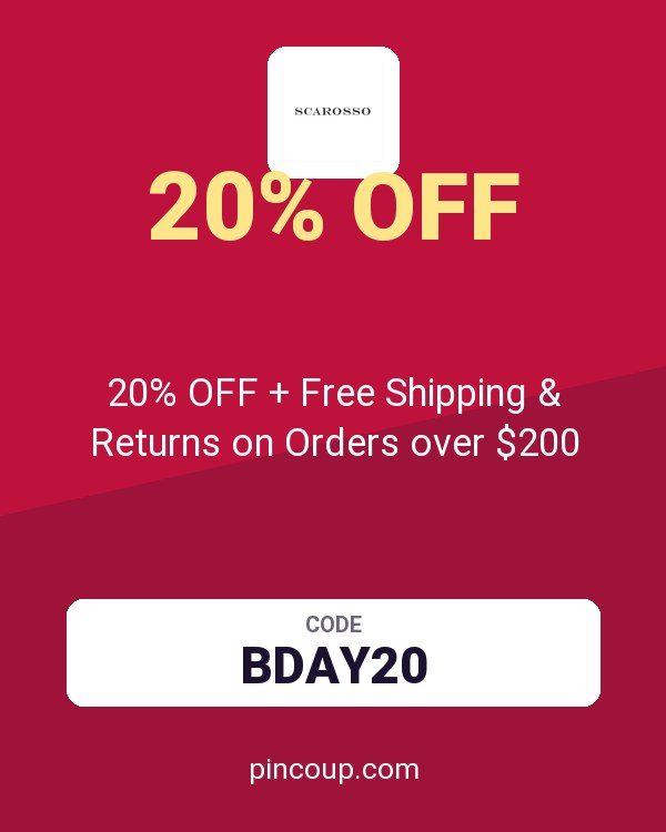 Scarosso Srl coupon: 20% OFF + Free Shipping & Returns on Orders over $200