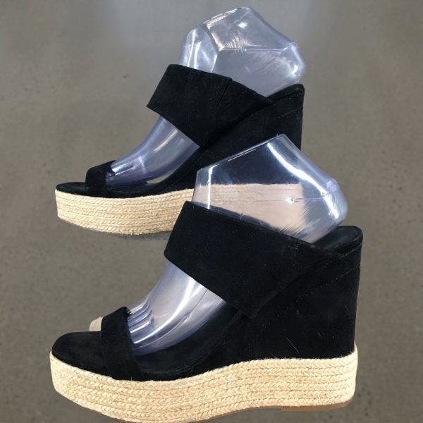 Express Sandal Womens 9 Wedge Espadrille Open Toe Comfort Slip On Black, Women's at Grailed