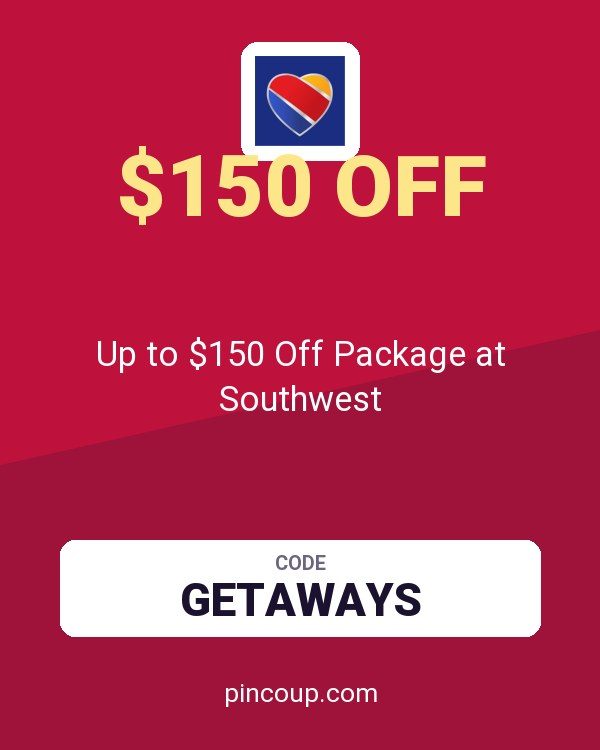 Southwest Airlines Rapid Rewards - Points.com coupon: Up to $150 Off Package at Southwest