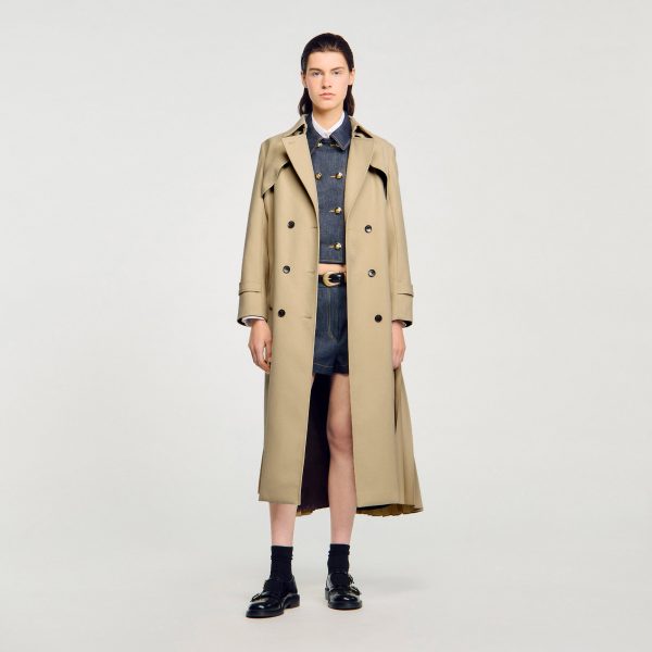 Belted double-breasted trench at Sandro-Paris