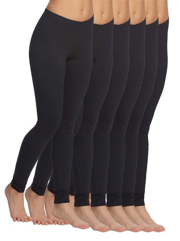 Velvety Soft Lightweight Leggings 6-Pack, Black / Large at Felina Intimates