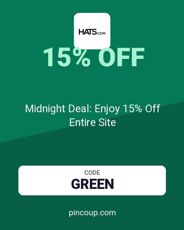 Hats.com coupon: Midnight Deal: Enjoy 15% Off Entire Site