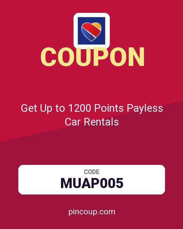 Southwest Airlines Rapid Rewards - Points.com coupon: Get Up to 1200 Points Payless Car Rentals